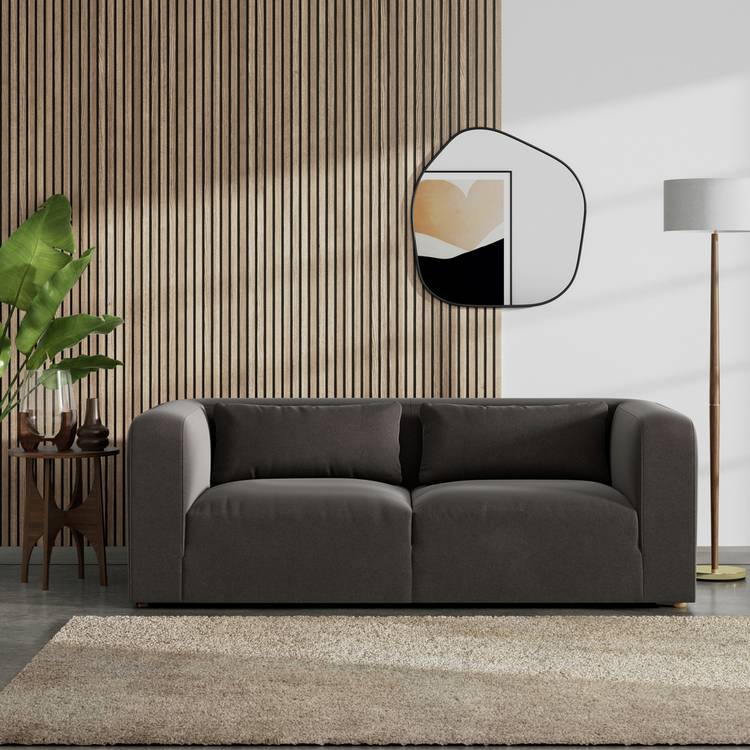 Habitat Lars Velvet 3 Seater Sofa - Slate Grey - Ash Leg 0