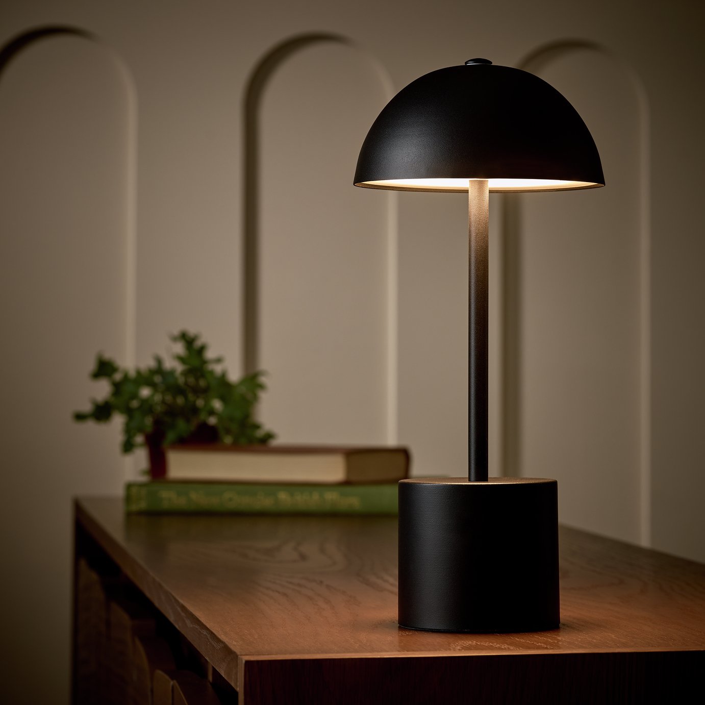 Habitat Rechargeable Mushroom LED Table Lamp - Black
