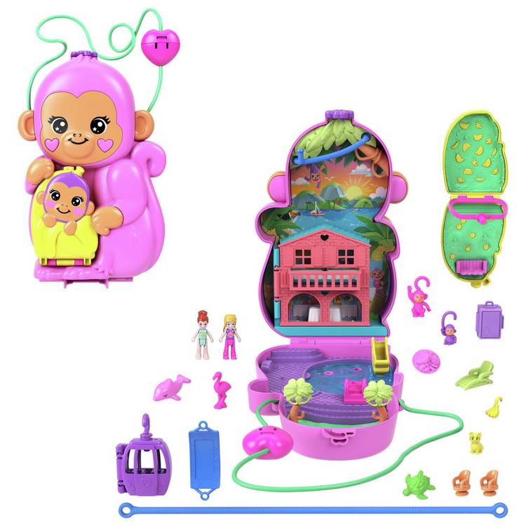 Polly Pocket Momma Monkey & Baby Mini Doll Playsets 0