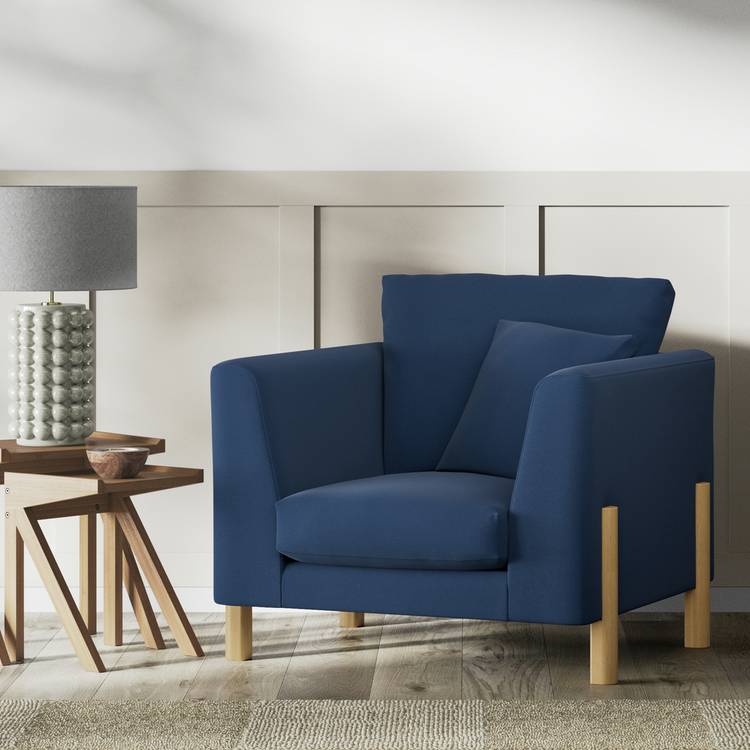 Habitat Aston Fabric Armchair - Navy Blue - Ash Leg 0