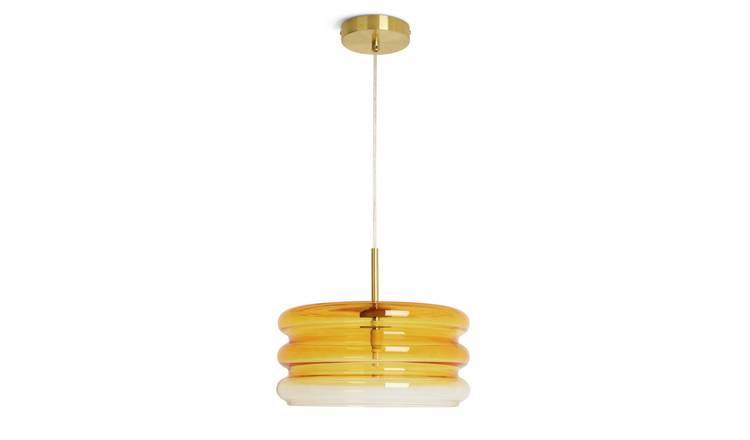 Habitat Ribbed Ombre Glass Pendant Light - Orange