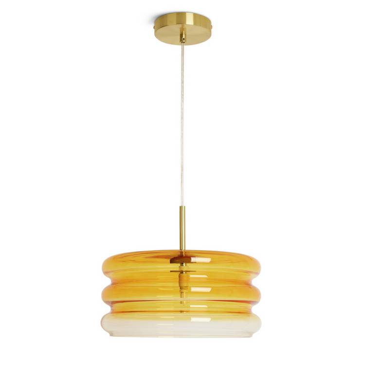 Habitat Ribbed Ombre Glass Pendant Light - Orange 0