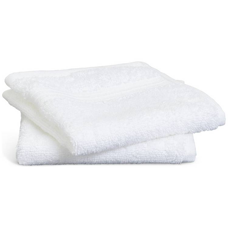 Habitat Egyptian 2 Pack Face Cloth - White 0