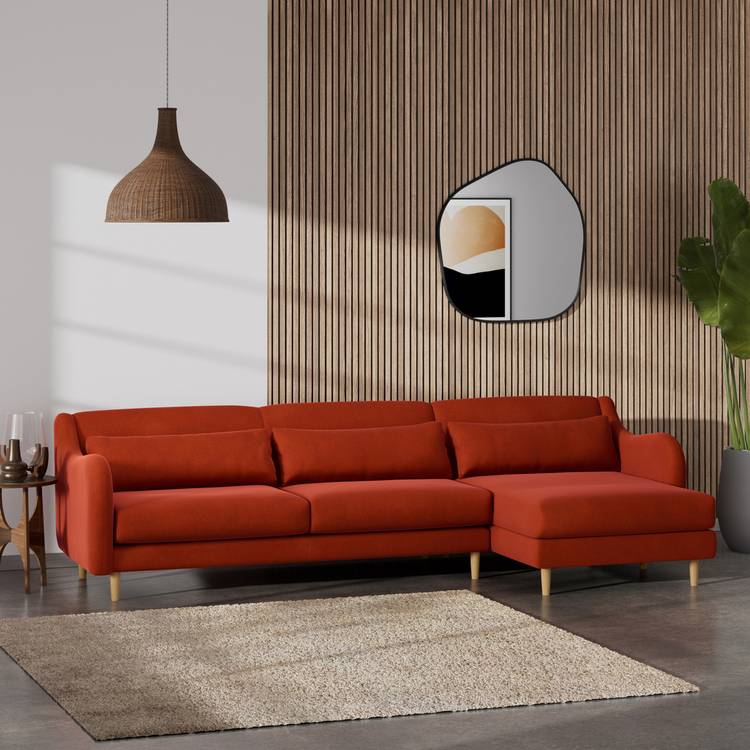 Habitat Turnmill Right Hand Corner Sofa - Burnt Orange 0