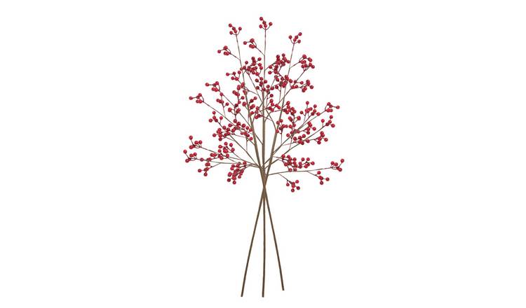 Argos Home Artificial Berry Branch Stems - Red - 3 Pack