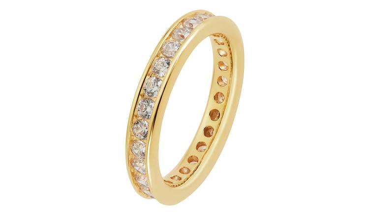 Revere 9ct Gold Plated Cubic Zirconia Full Eternity Ring - T