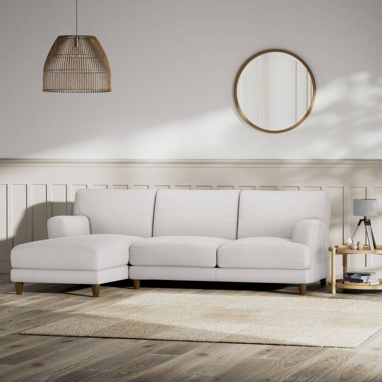 Habitat Askem Fabric Left Hand Corner Sofa-Natural-Dark Leg 0