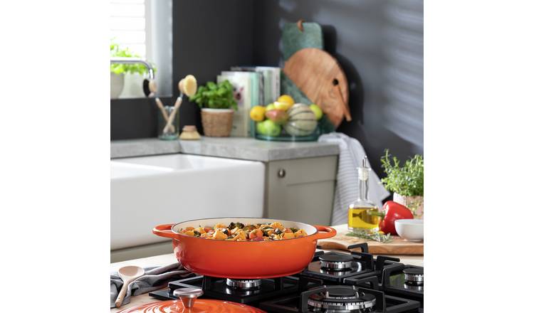 Habitat 4 Litre Cast Iron Shallow Casserole Dish - Orange