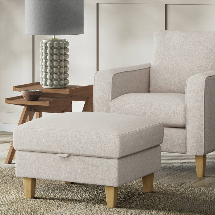 Habitat Felin Fabric Storage Footstool - Natural 0