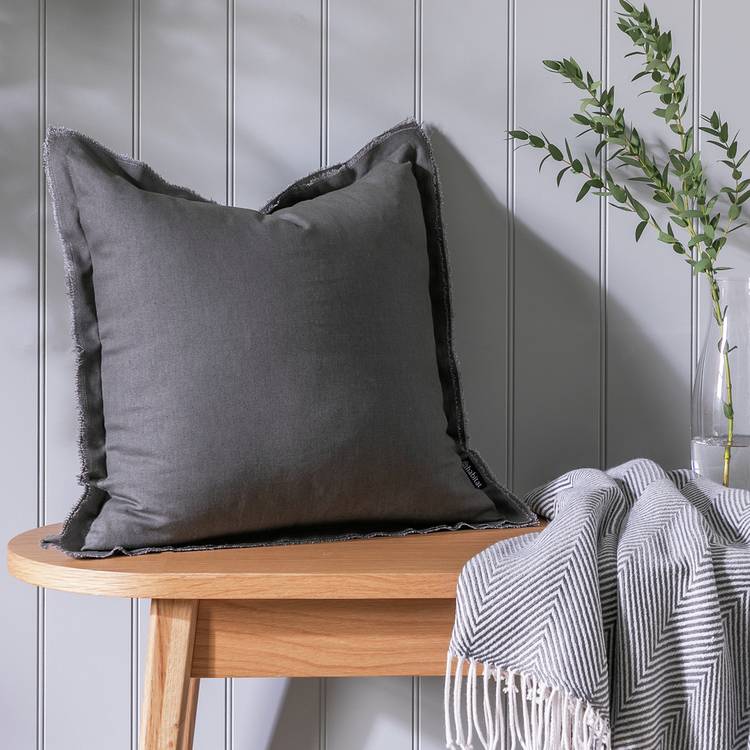 Habitat Triple Ruffle Cushion -? Charcoal - 43x43cm 0