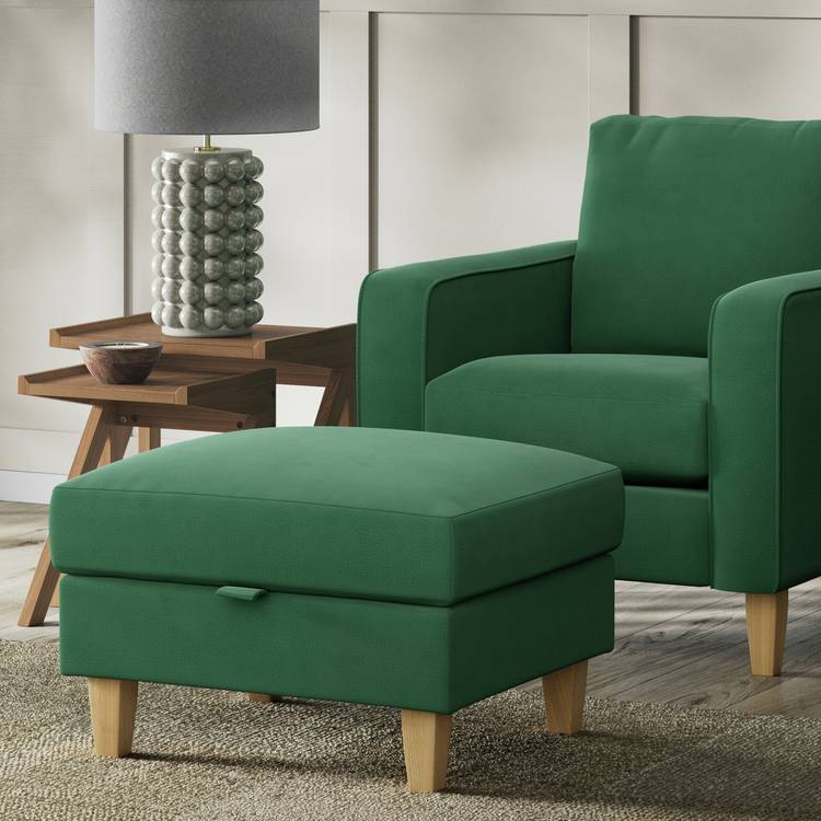 Habitat Felin Fabric Storage Footstool - Green 0