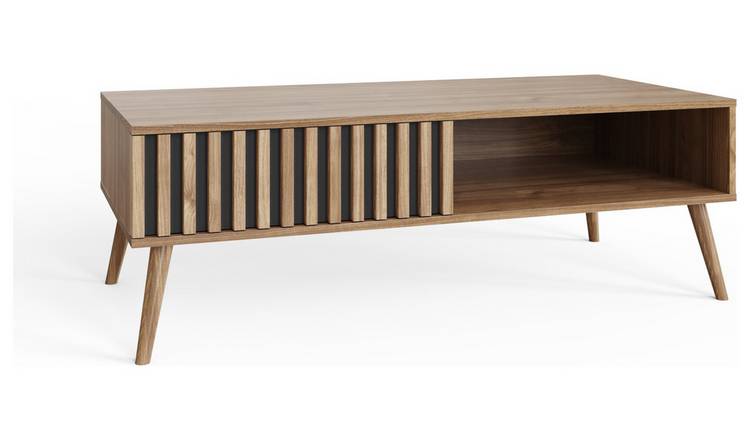 GFW Louvered 1 Drawer Coffee Table - Oak 