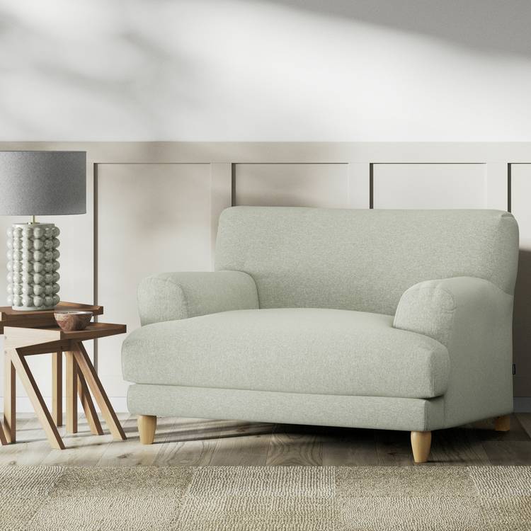 Habitat Askem Fabric Cuddle Chair - Sage Green - Ash Leg 0