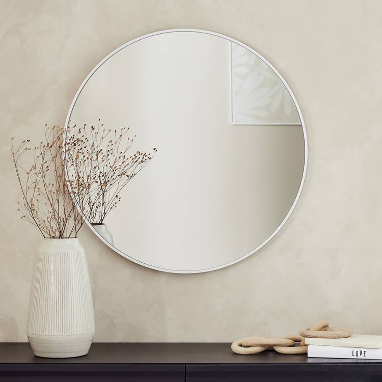 Home Essentials White Round Wall Mirror - 70x70cm 0