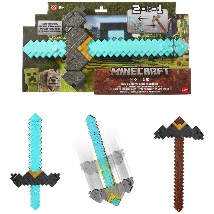 Minecraft Movie Switch Sword & Pickaxe 2in1 Roleplay Toy Set 0