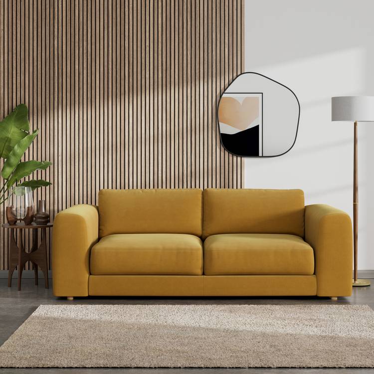 Habitat Ayr Large Fabric 3 Seater Sofa - Gold 0