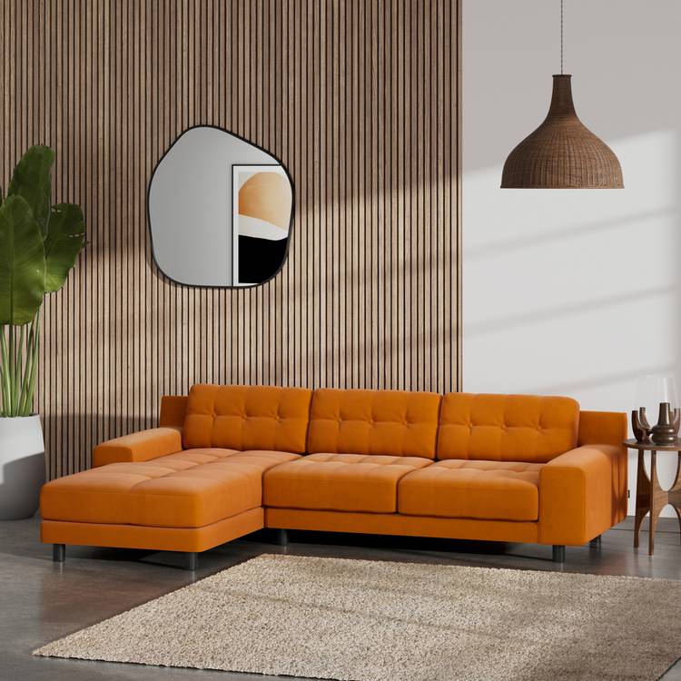 Habitat Hendricks Left Hand Corner Sofa - Orange - Black Leg 0