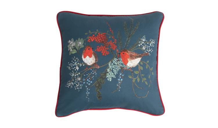 Argos Home Christmas Robin Printed Cushion - Multi- 43x43cm