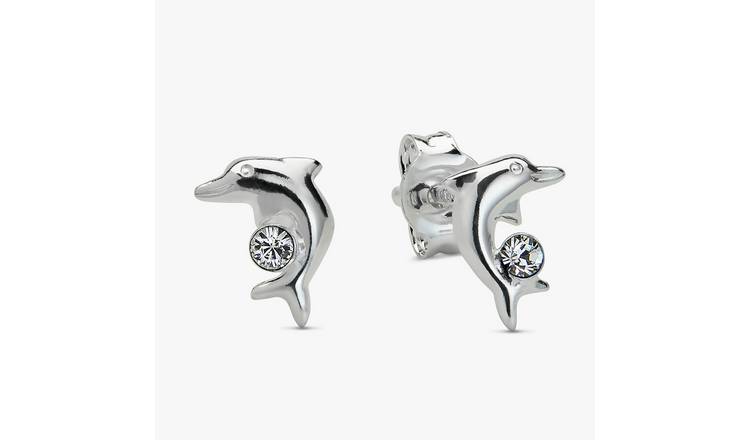 Revere Sterling Silver Dolphin Stud Earrings