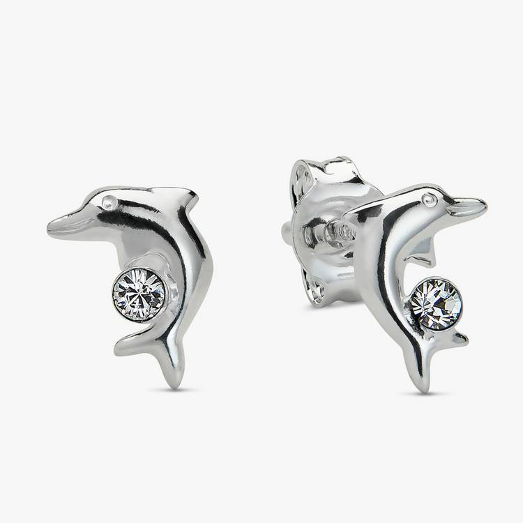 Revere Sterling Silver Dolphin Stud Earrings 0