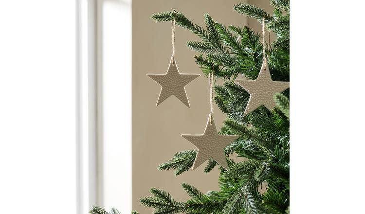 Habitat Pack of 3 White Ceramic Star Hanging Decoration
