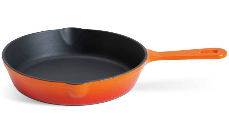 Habitat 19.5cm Cast Iron Frying Pan - Orange