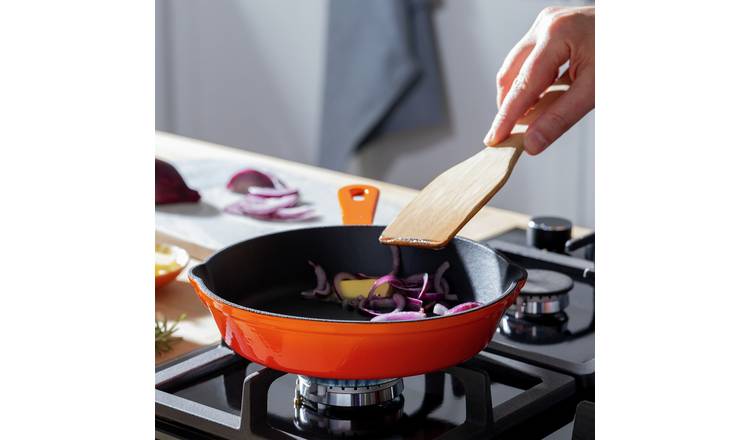 Habitat 19.5cm Cast Iron Frying Pan - Orange