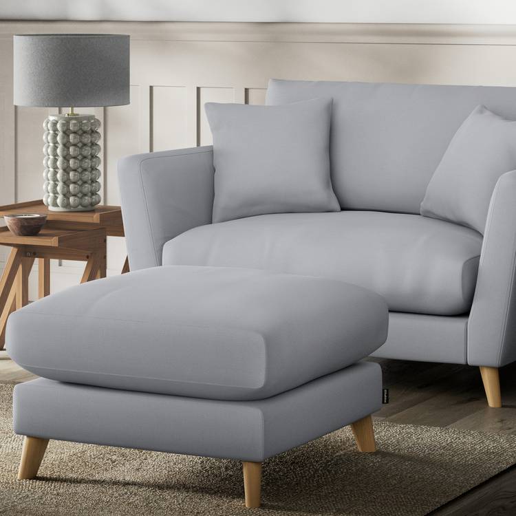 Habitat Lomond Fabric Footstool - Grey - Ash Leg 0