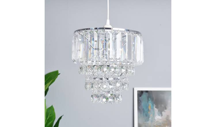 BHS Monroe Glass Easy Fit Pendant Light - Chrome
