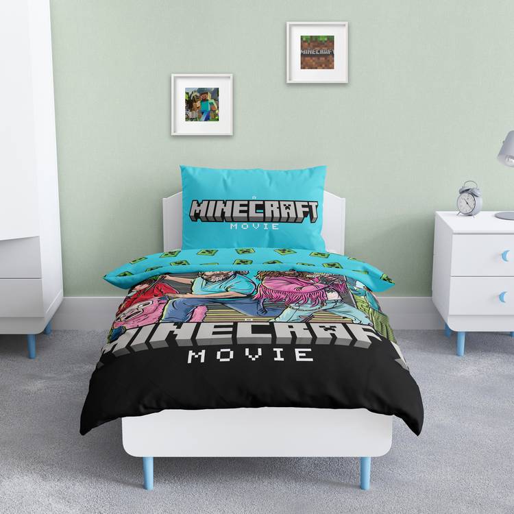 Minecraft Movie Blue Kids Bedding Set - Single 0
