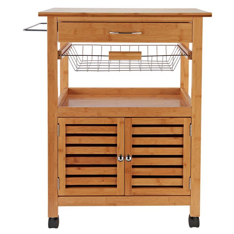 Argos Home Wood Effect Top Trolley with Basket 0