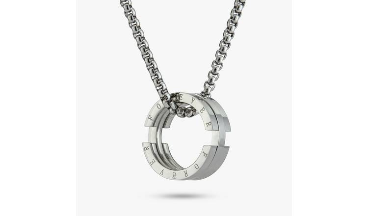 Revere Stainless Steel Interlocking Rings Pendant Necklace