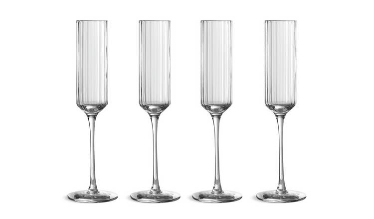 Habitat Wide Ribbed Set of 4 Champagne Flute