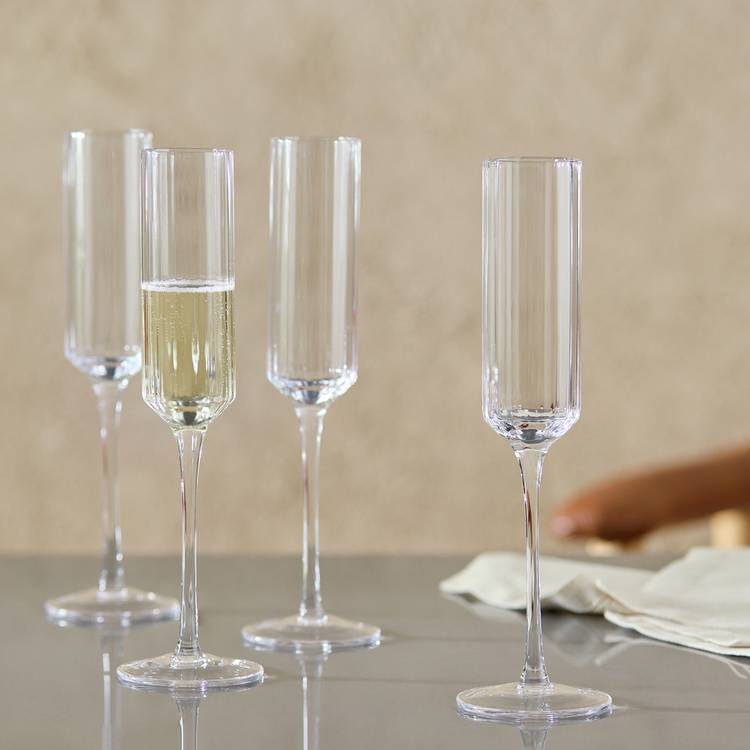 Habitat Wide Ribbed Set of 4 Champagne Flute 0