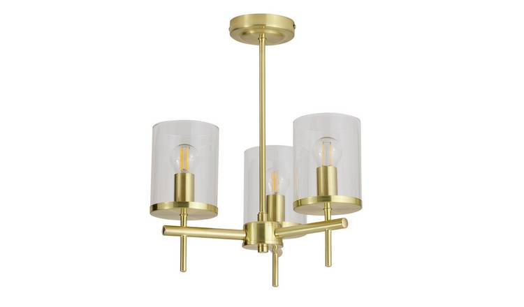 Argos Home Glass 3 Light Flush Ceiling Uplighter - Brass