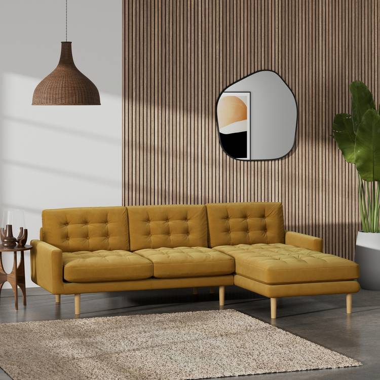 Habitat Fenner Right Hand Corner Sofa - Gold - Ash Leg 0