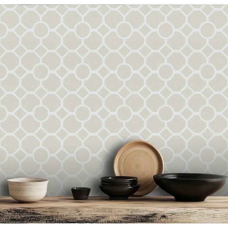 RHS Lattice Fretwork Natural Wallpaper  0