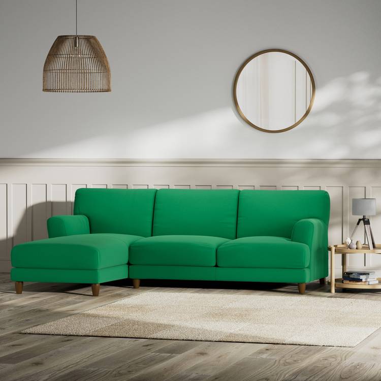 Habitat Askem Fabric Left Hand Corner Sofa - Emerald Green 0