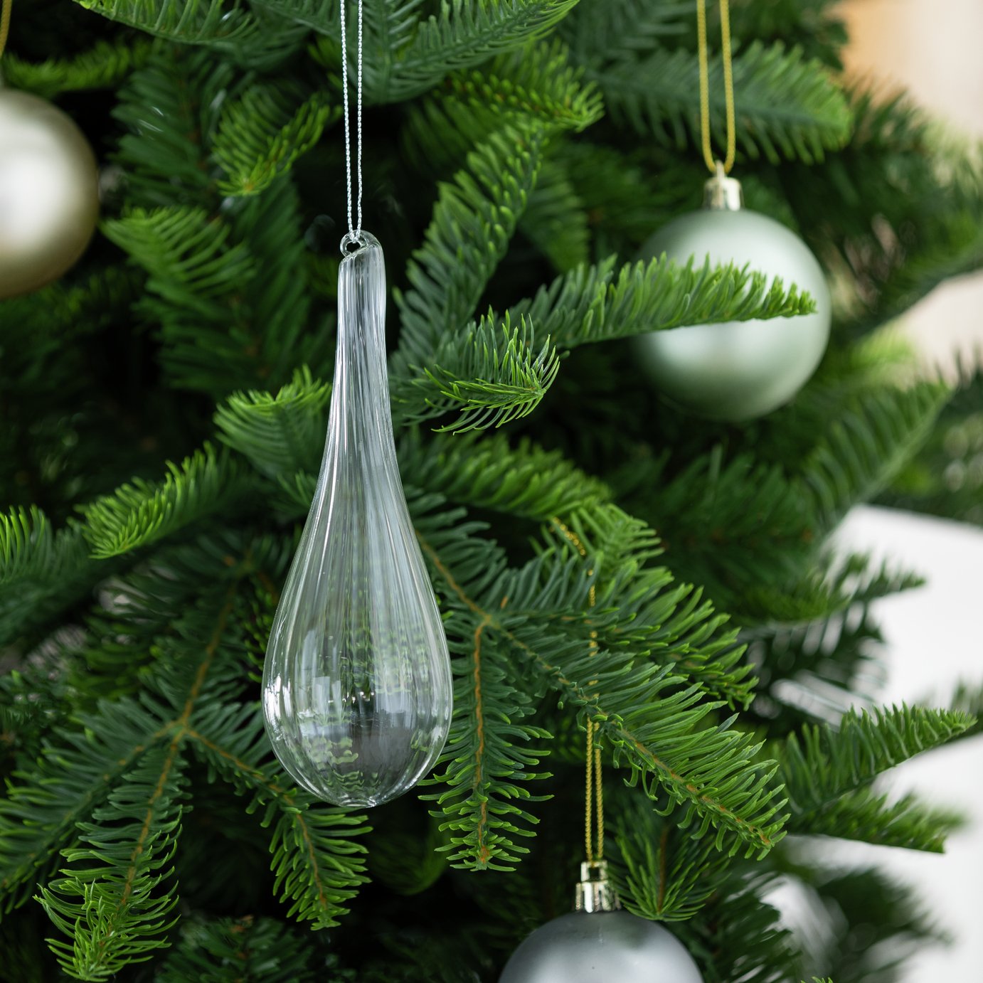 Habitat Glass Droplet Christmas Tree Decoration - Clear