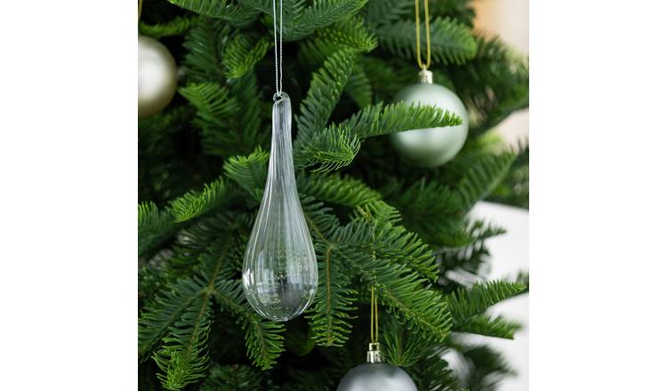 Habitat Glass Droplet Christmas Tree Decoration - Clear