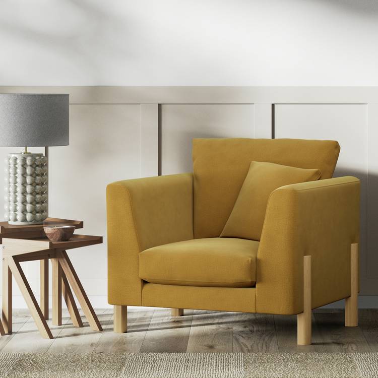 Habitat Aston Fabric Armchair - Gold - Ash Leg 0