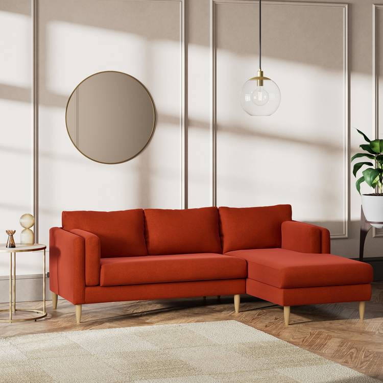 Habitat Newington Right Hand Corner Sofa - Orange -Ash Leg 0