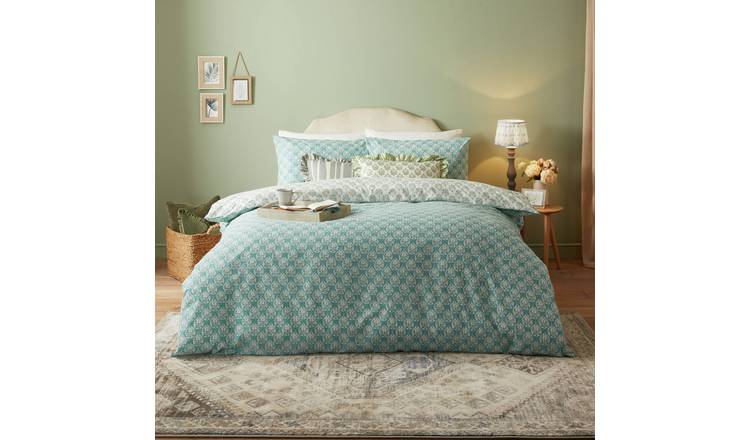 furn Krissa Block Print Blue Bedding Set - King size