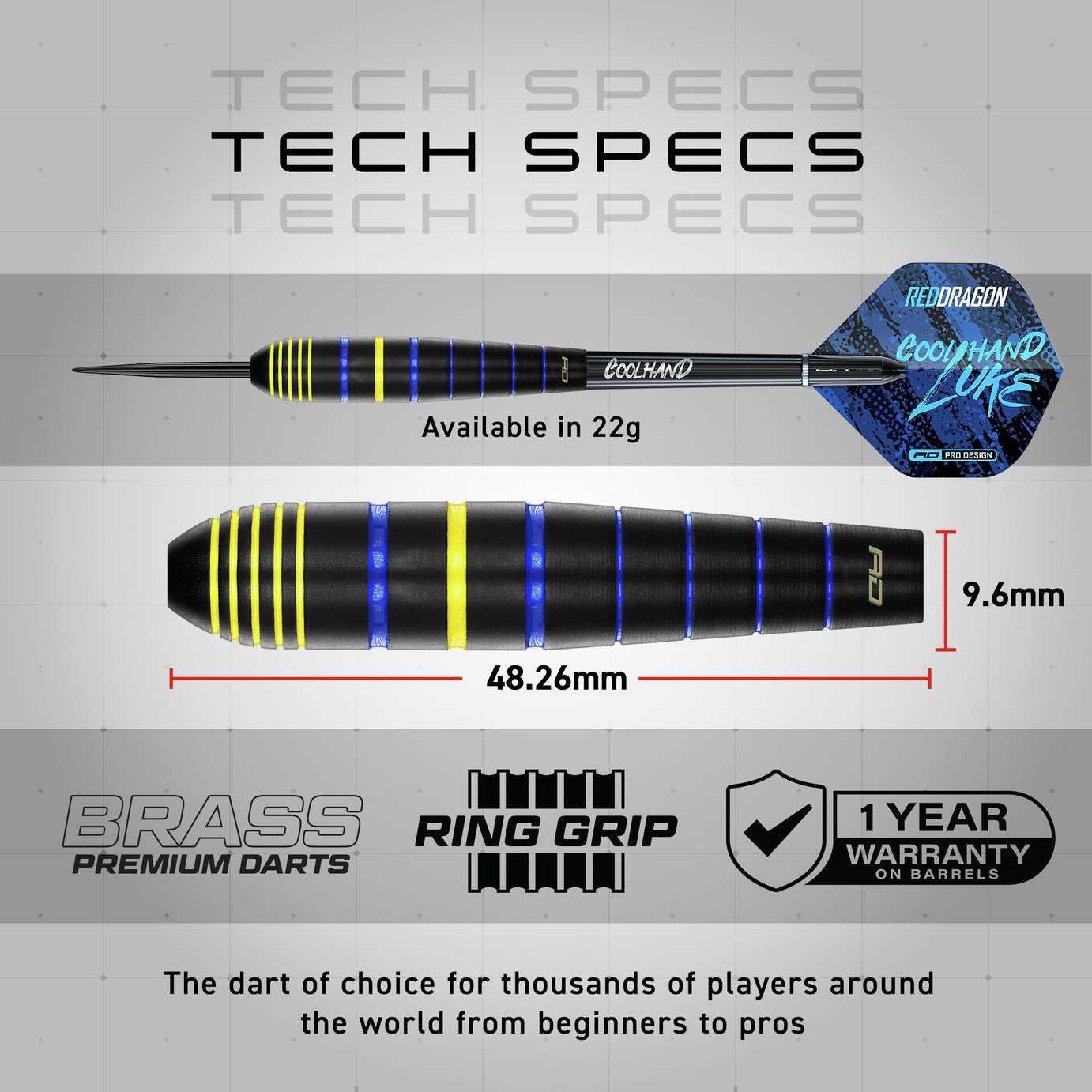 Buy Red Dragon Luke Humphries Coolhand 22g Brass Darts Set | Dart