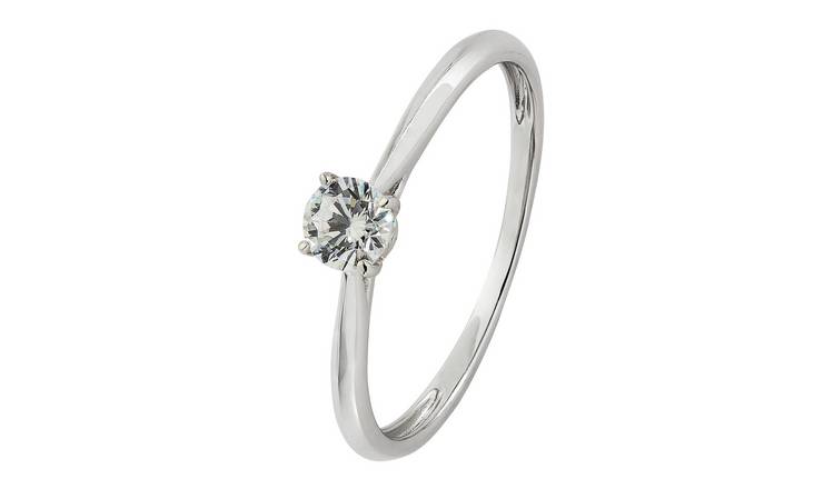 Revere 9ct White Gold Cubic Zirconia Engagement Ring - V