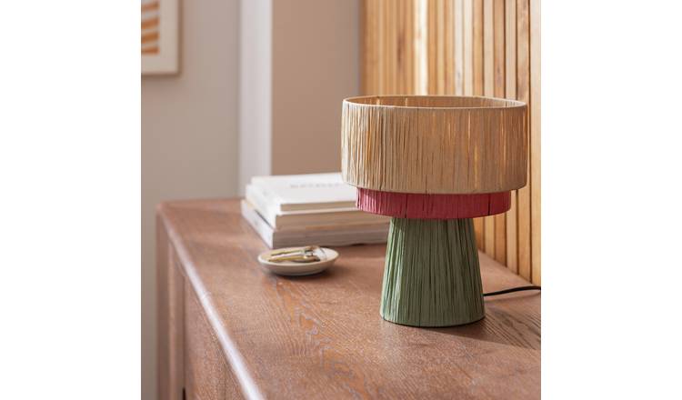 Habitat Salto Raffia 3 Tier Table Lamp - Multicoloured 