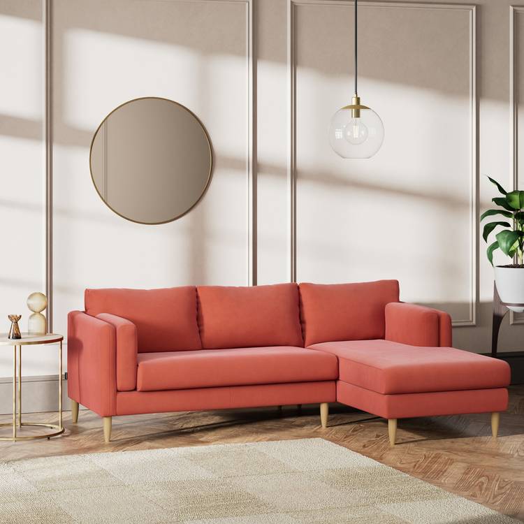 Habitat Newington Right Hand Corner Sofa -  Papaya -Ash Leg 0