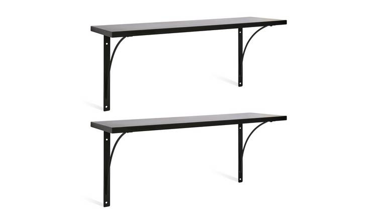 Habitat Set of 2 Bracket Shelves - Black