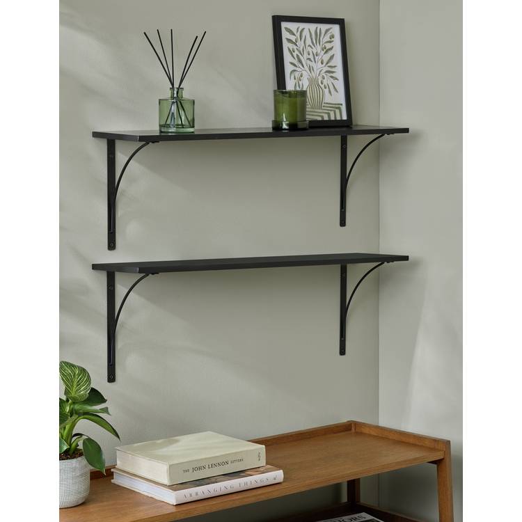 Habitat Set of 2 Bracket Shelves - Black 0