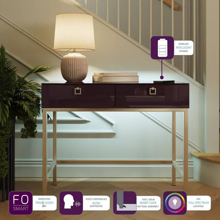 Frank Olsen Lyra 2 Drawer Console Table - Plum Black  0